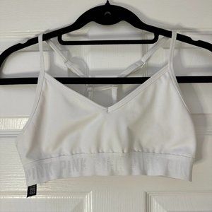 Victoria`s Secret PINK Active Strap Sports Bra White sz S Small